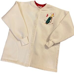Orvis Cream Button-Up Sweatshirt with Golf embroidery size medium